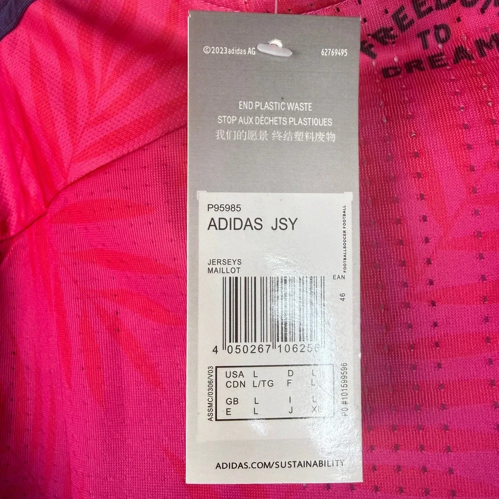 Adidas Jersey Mens Large Inter Miami CF 2023 Pre-Match Pink Purple Palm P95985